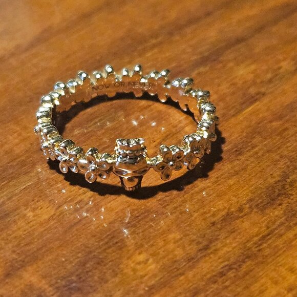 MONICA RICH KOSANN NOW OR NEVER SKULL FLOWER POESY STACKING 18K GOLD RING BAND 6 - Picture 5 of 7